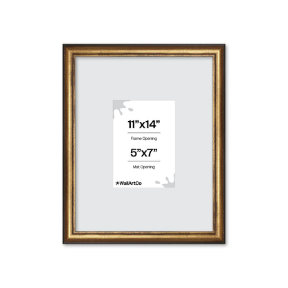 11" x 14" The Backbone Black and Gold Picture Frame - Wide Mat