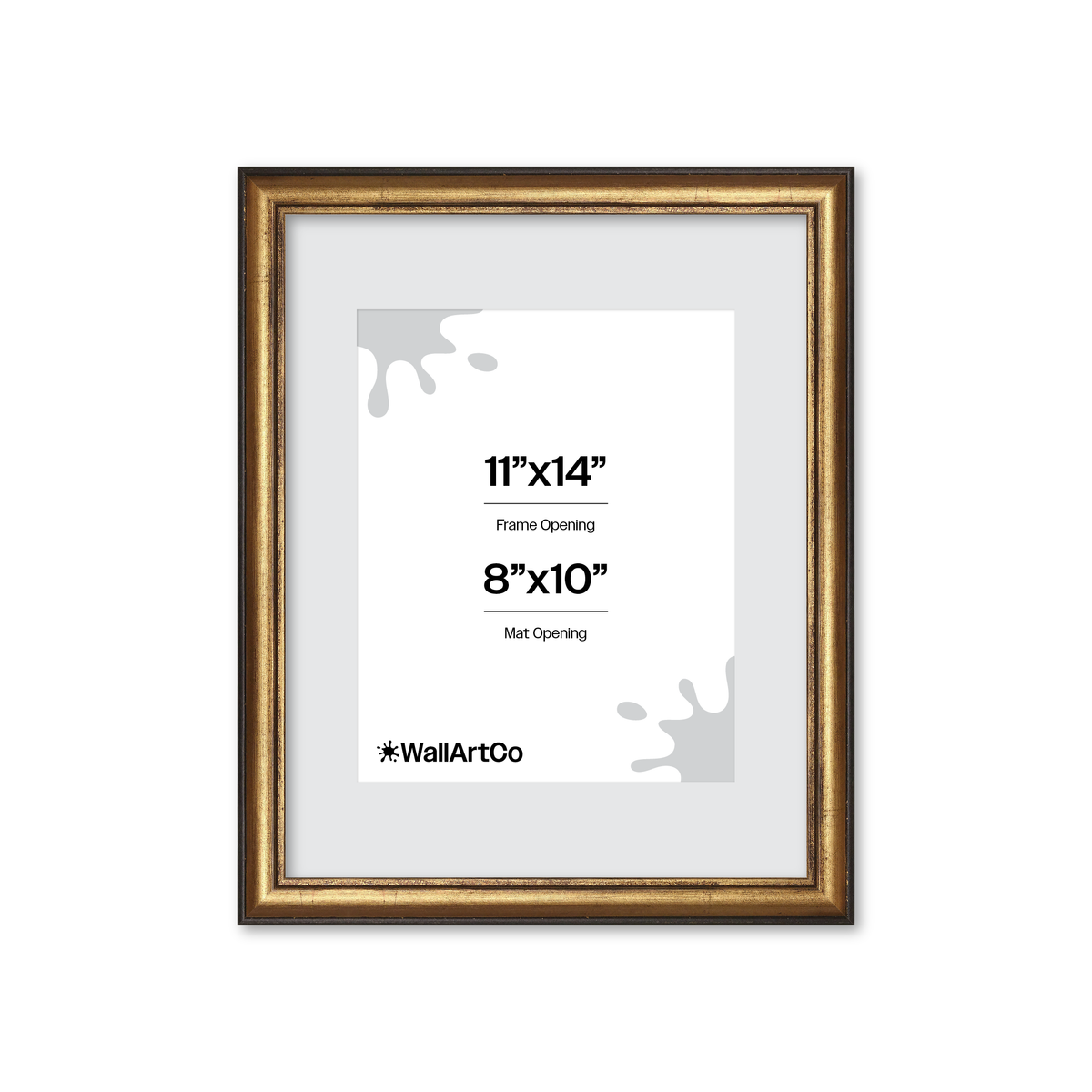 11" x 14" The Backbone Black and Gold Picture Frame - Narrow Mat