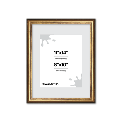 11" x 14" The Backbone Black and Gold Picture Frame - Narrow Mat