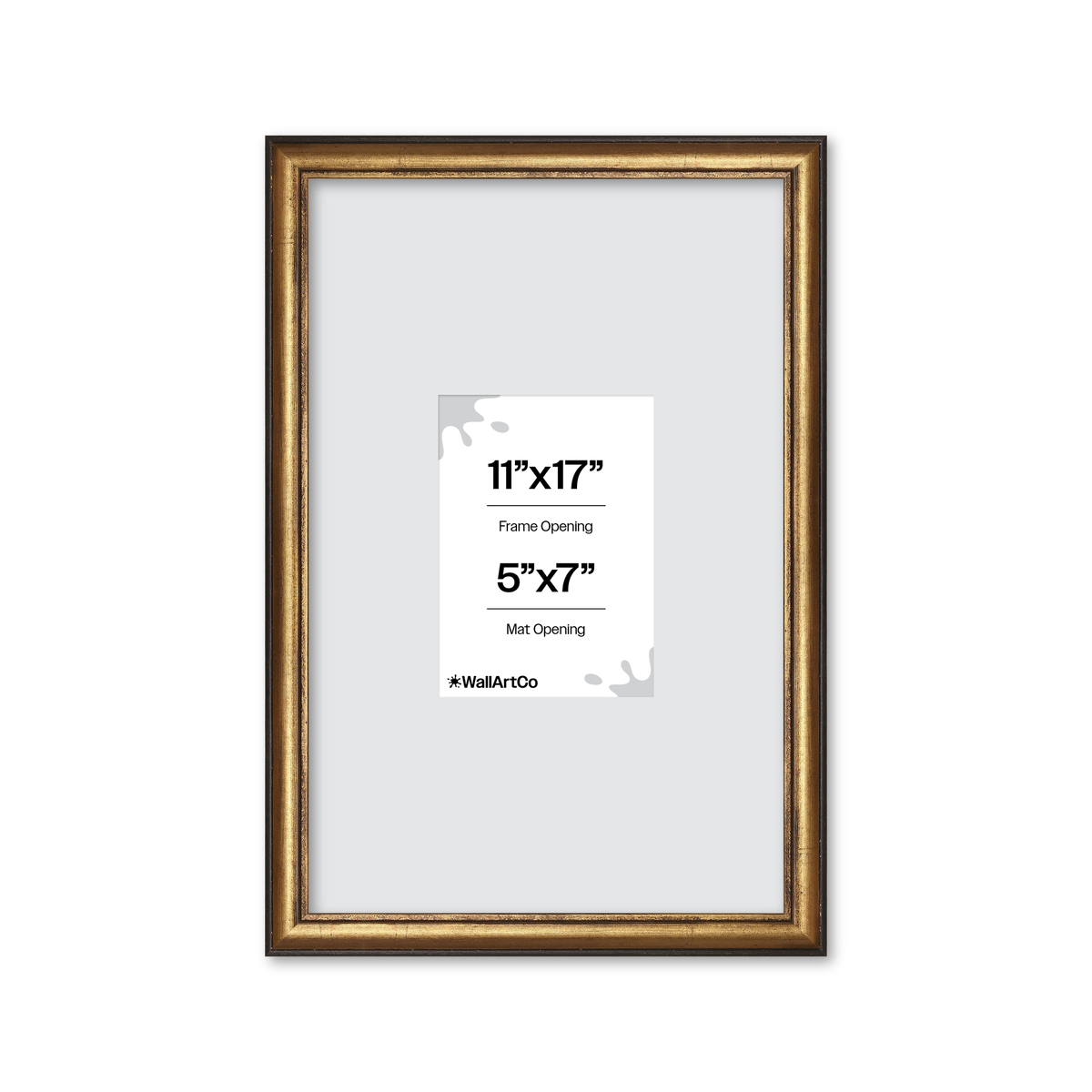 11" x 17" The Backbone Black and Gold Picture Frame - Wide Mat