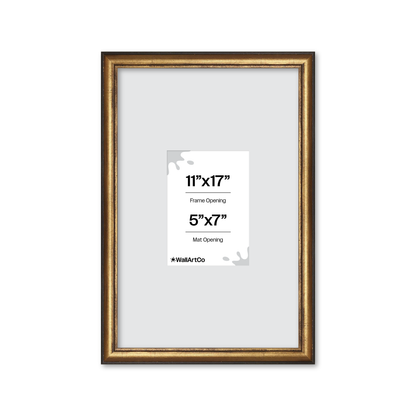 11" x 17" The Backbone Black and Gold Picture Frame - Wide Mat