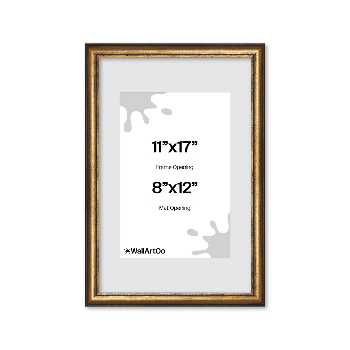 11" x 17" The Backbone Black and Gold Picture Frame - Narrow Mat