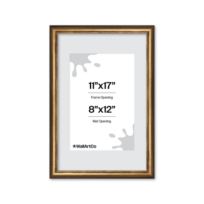 11" x 17" The Backbone Black and Gold Picture Frame - Narrow Mat