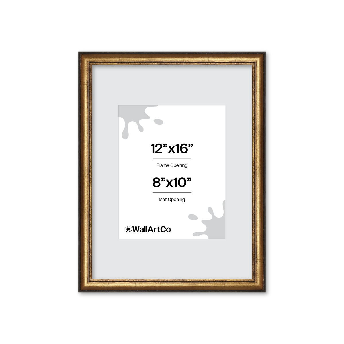 12" x 16" The Backbone Black and Gold Picture Frame - Wide Mat