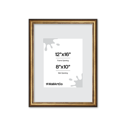 12" x 16" The Backbone Black and Gold Picture Frame - Wide Mat
