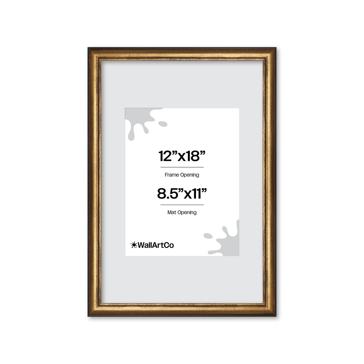 12" x 18" The Backbone Black and Gold Picture Frame - Narrow Mat