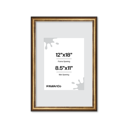 12" x 18" The Backbone Black and Gold Picture Frame - Narrow Mat
