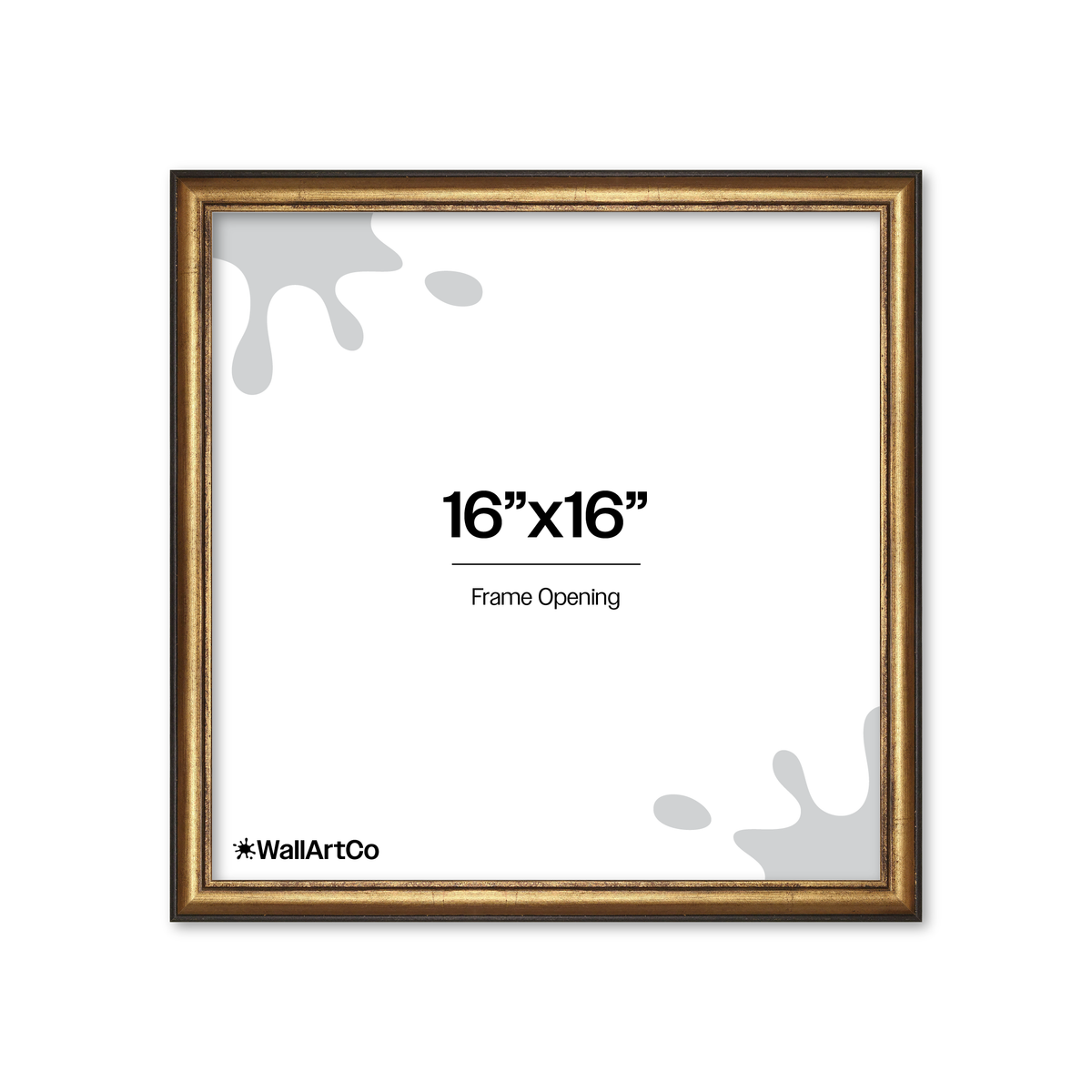 16" x 16" The Backbone Black and Gold Picture Frame - No Mat
