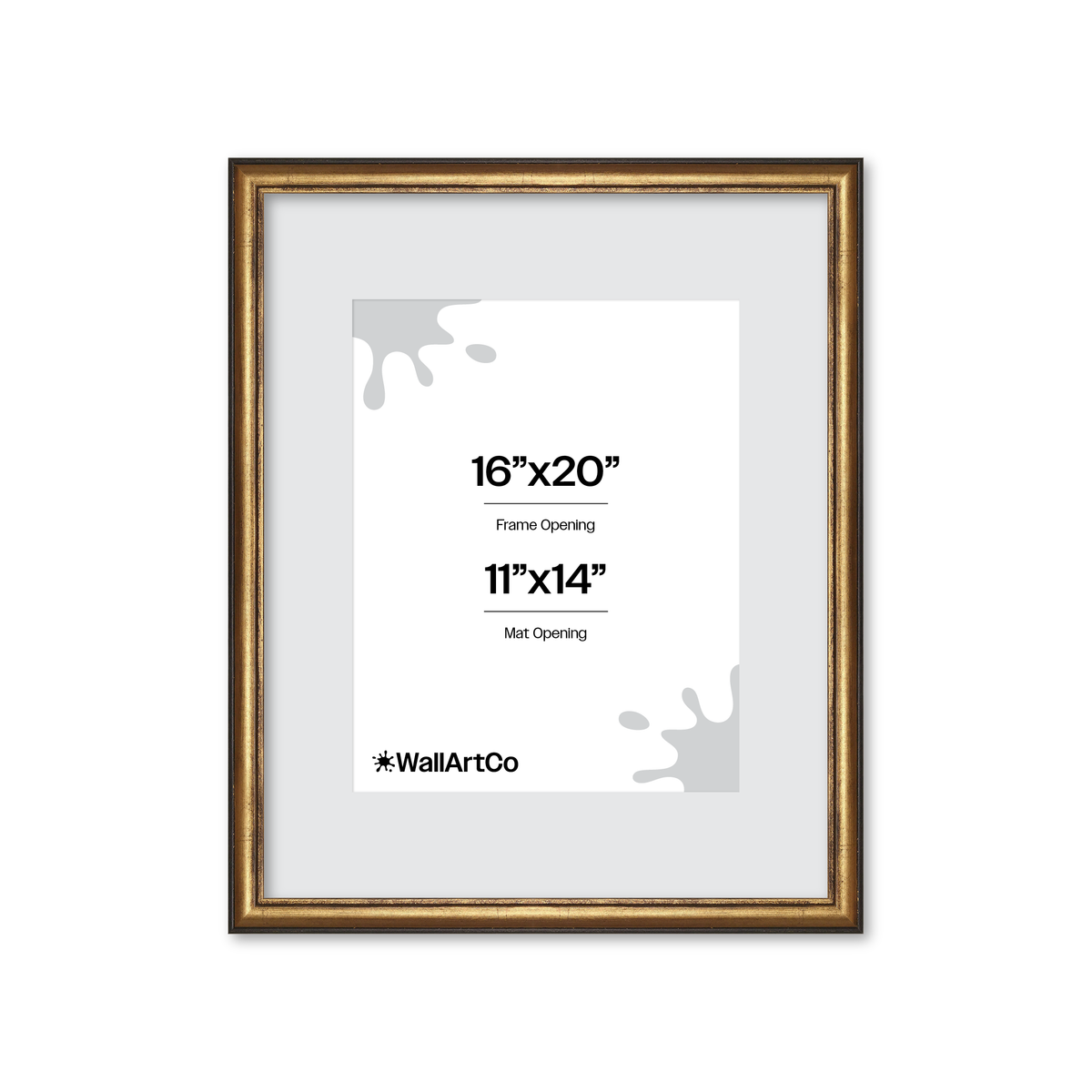 16" x 20" The Backbone Black and Gold Picture Frame - Narrow Mat
