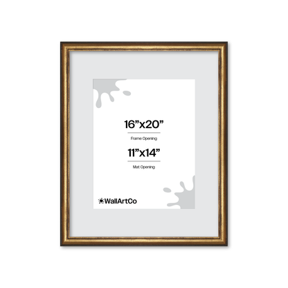16" x 20" The Backbone Black and Gold Picture Frame - Narrow Mat