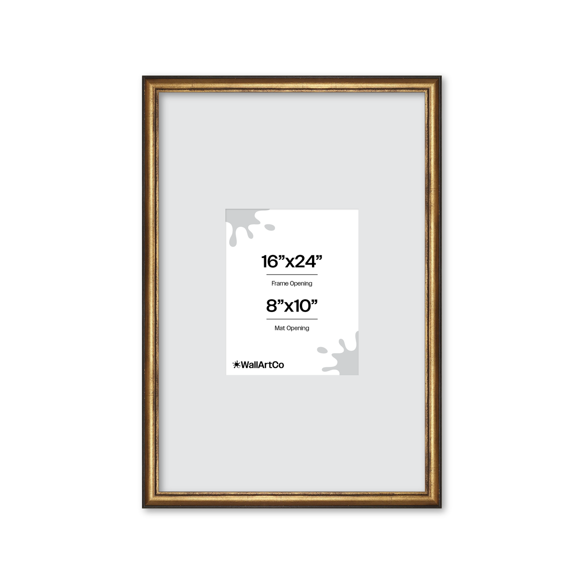 16" x 24" The Backbone Black and Gold Picture Frame - Wide Mat