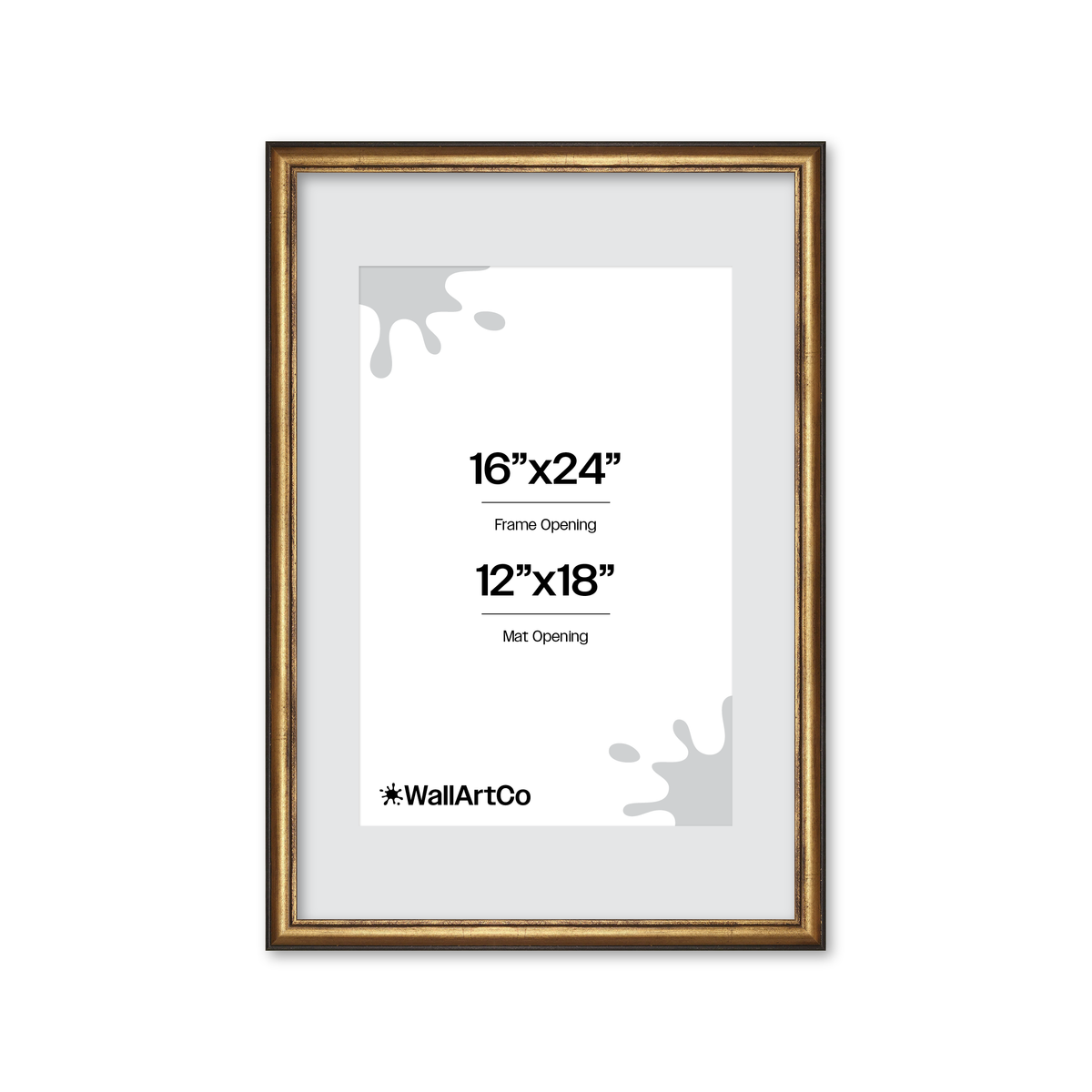 16" x 24" The Backbone Black and Gold Picture Frame - Narrow Mat