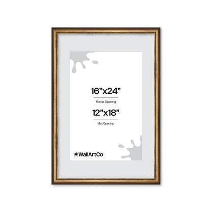 16" x 24" The Backbone Black and Gold Picture Frame - Narrow Mat