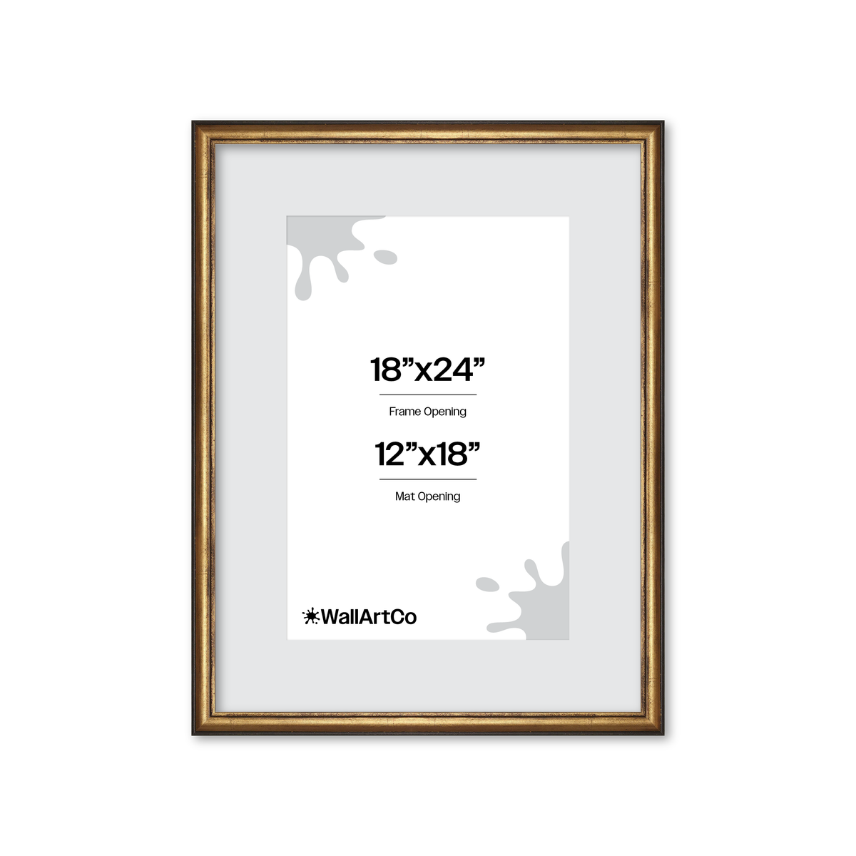 18" x 24" The Backbone Black and Gold Picture Frame - Wide Mat