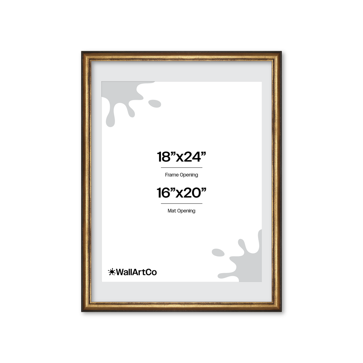 18" x 24" The Backbone Black and Gold Picture Frame - Narrow Mat