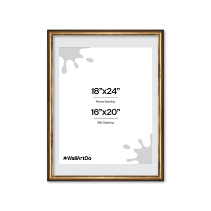 18" x 24" The Backbone Black and Gold Picture Frame - Narrow Mat