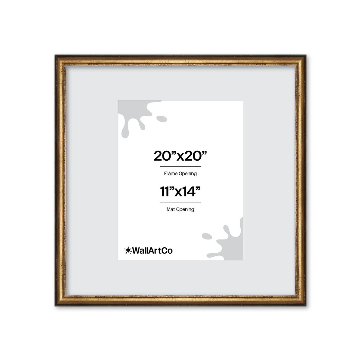 20" x 20" The Backbone Black and Gold Picture Frame - Wide Mat
