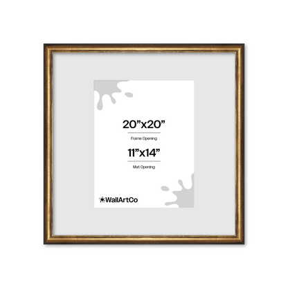 20" x 20" The Backbone Black and Gold Picture Frame - Wide Mat