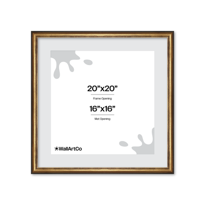 20" x 20" The Backbone Black and Gold Picture Frame - Narrow Mat
