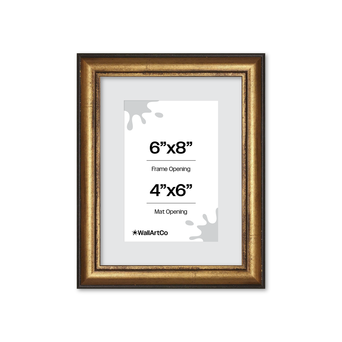 6" x 8" The Backbone Black and Gold Picture Frame - Narrow Mat