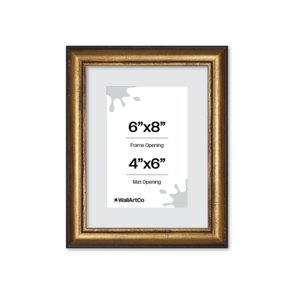 6" x 8" The Backbone Black and Gold Picture Frame - Narrow Mat