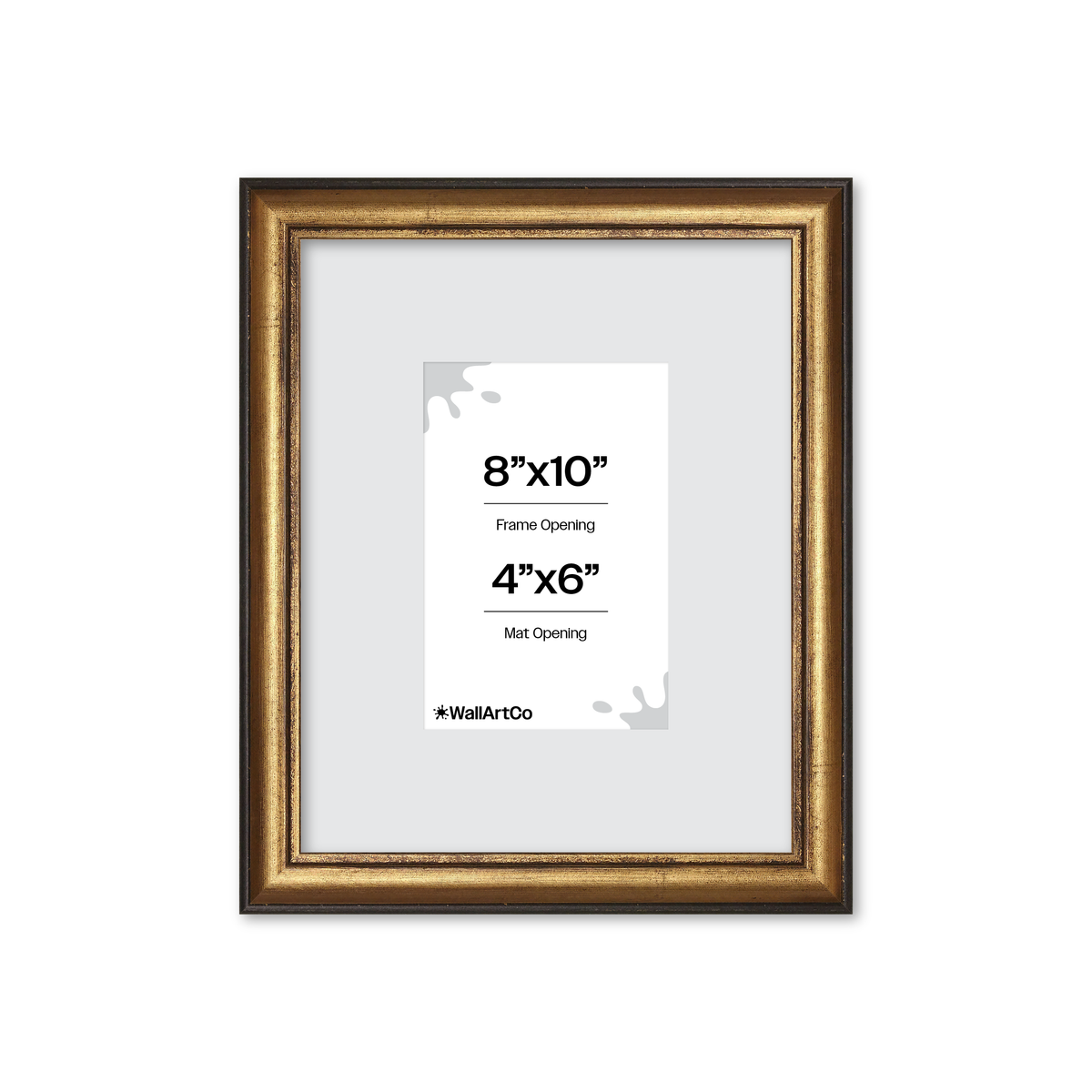 8" x 10" The Backbone Black and Gold Picture Frame - Wide Mat