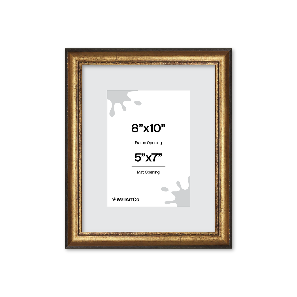 8" x 10" The Backbone Black and Gold Picture Frame - Narrow Mat
