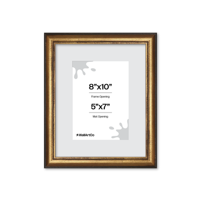 8" x 10" The Backbone Black and Gold Picture Frame - Narrow Mat