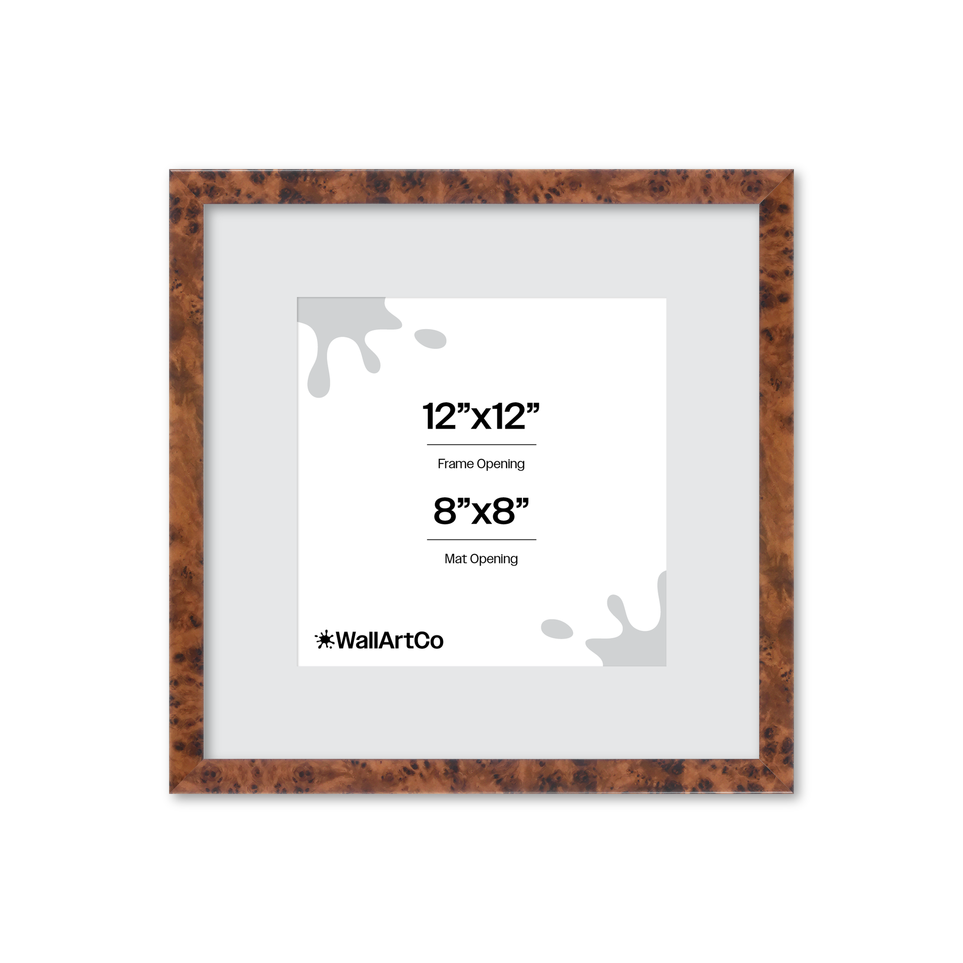 12" x 12" Amber Burlwood Verona Wall Frame