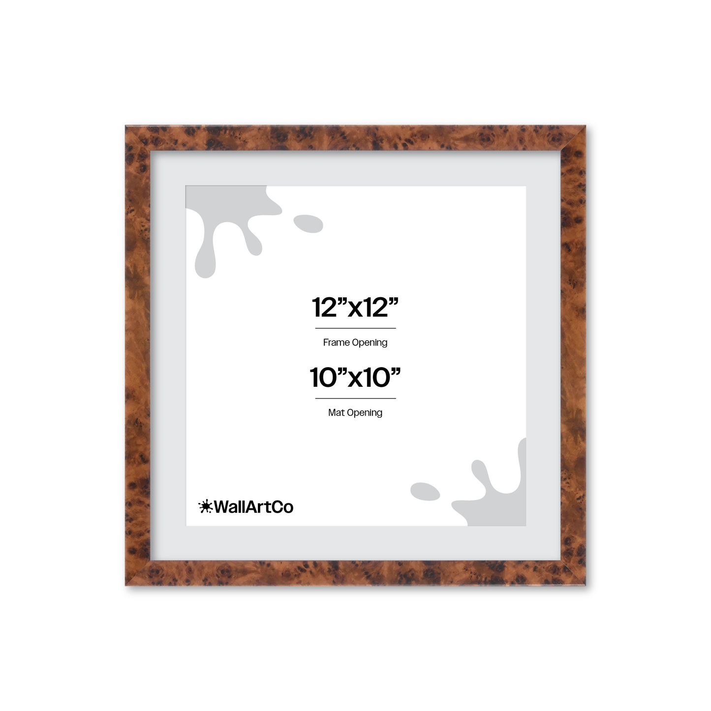 12" x 12" Amber Burlwood Verona Wall Frame