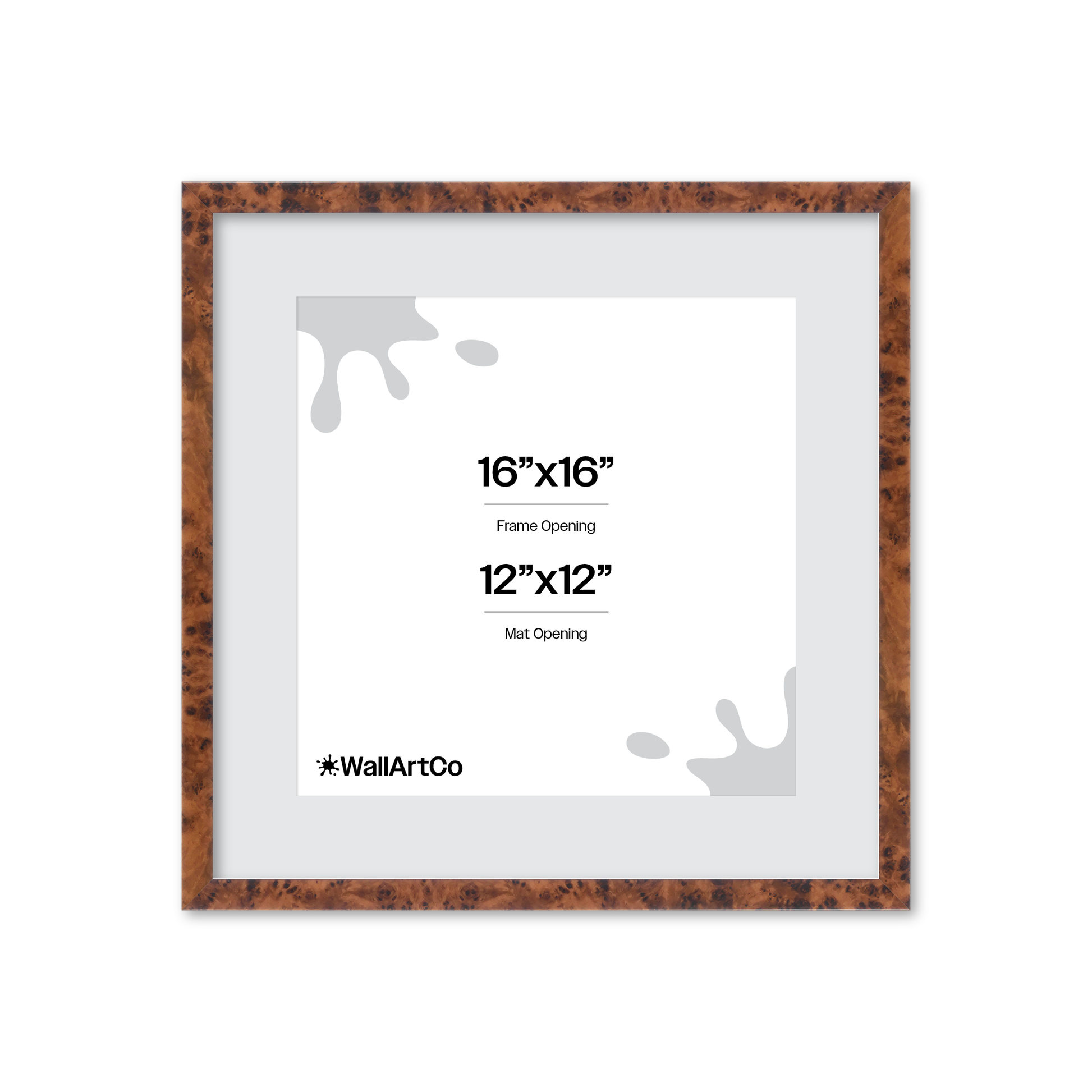 16" x 16" Amber Burlwood Verona Wall Frame
