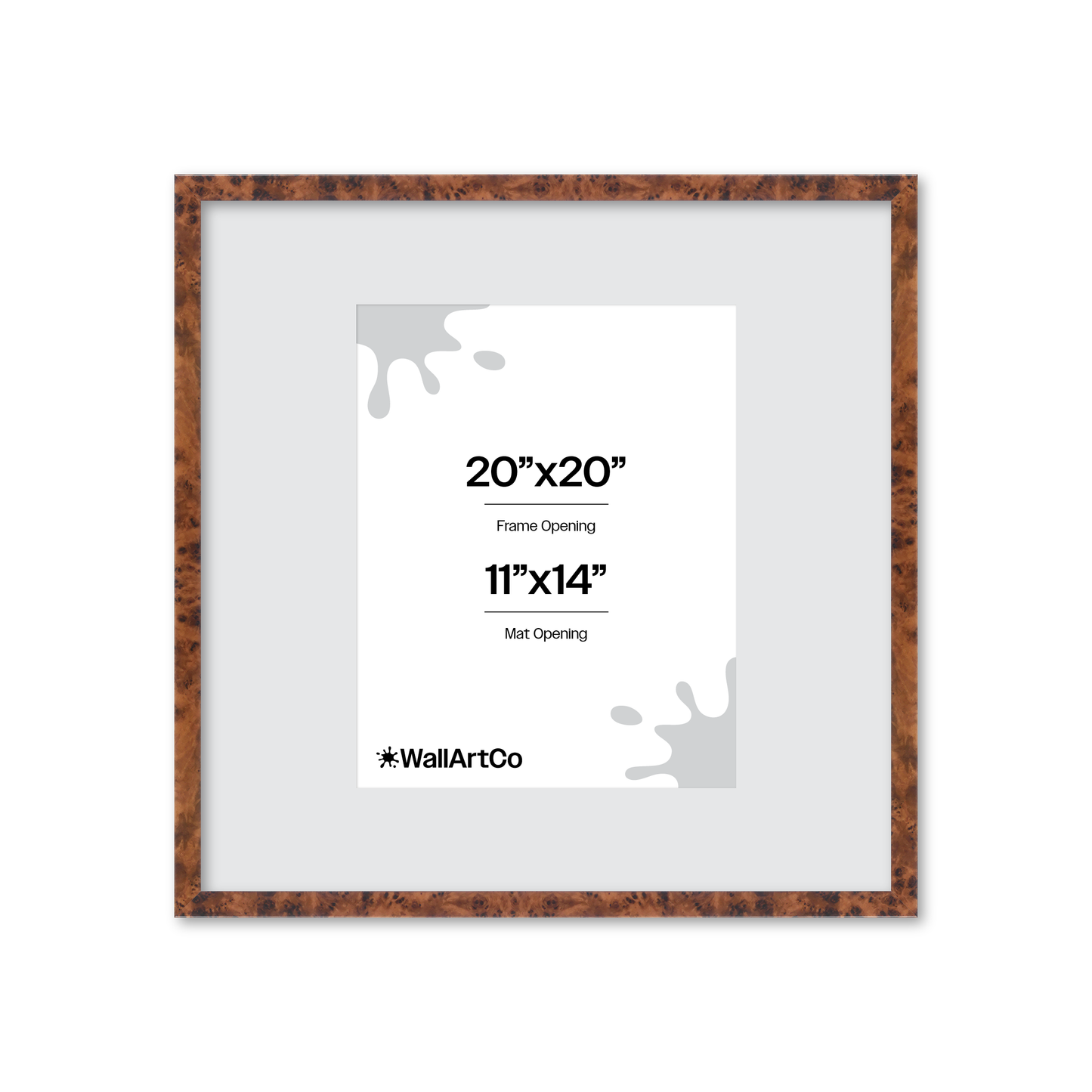 20" x 20" Amber Burlwood Verona Wall Frame