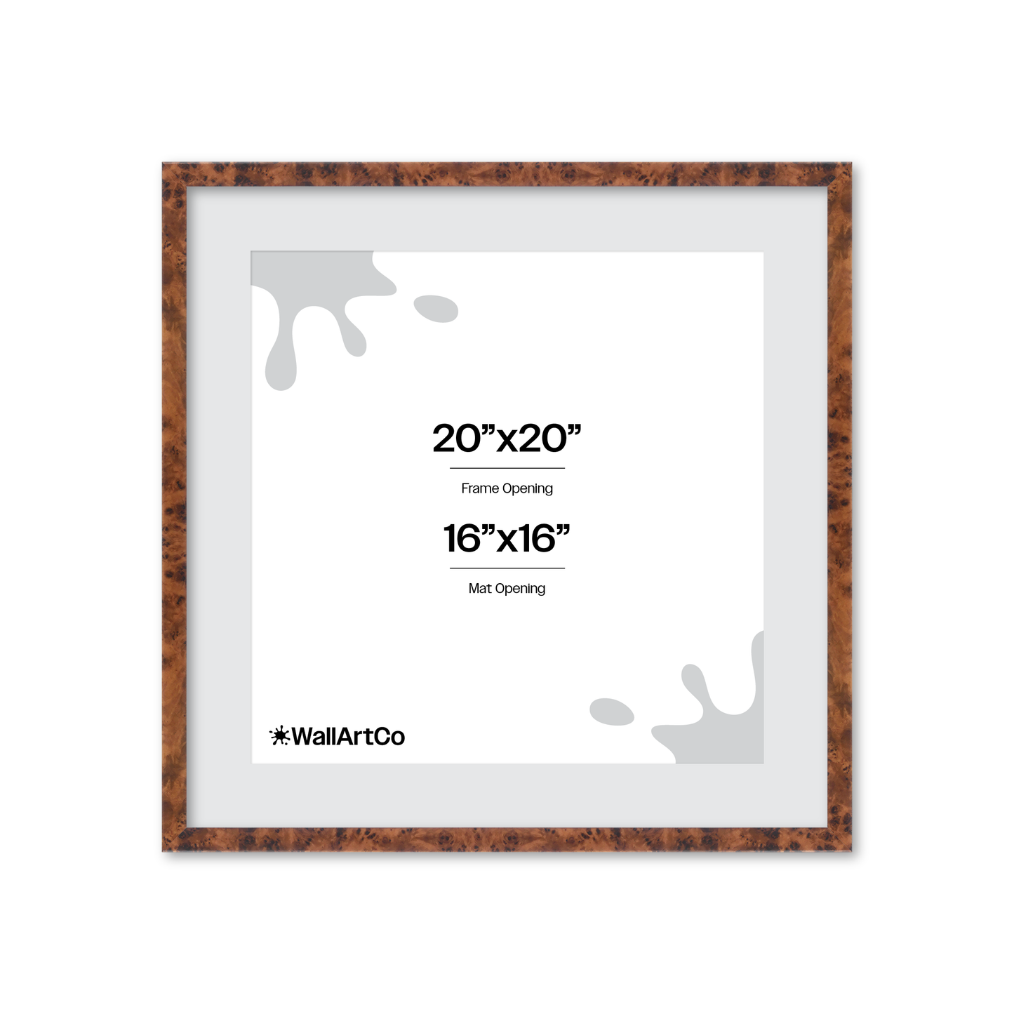 20" x 20" Amber Burlwood Verona Wall Frame