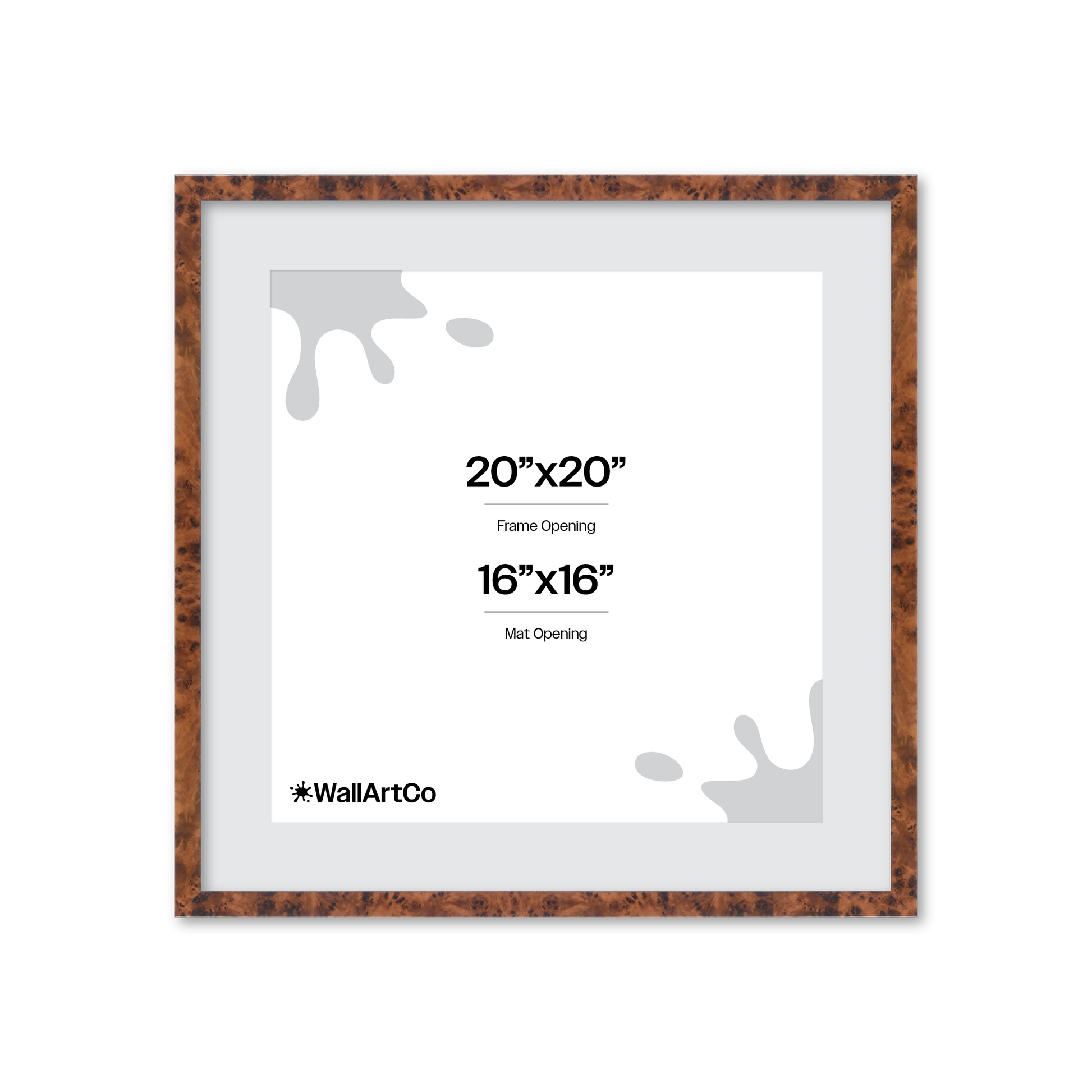 20" x 20" Amber Burlwood Verona Wall Frame