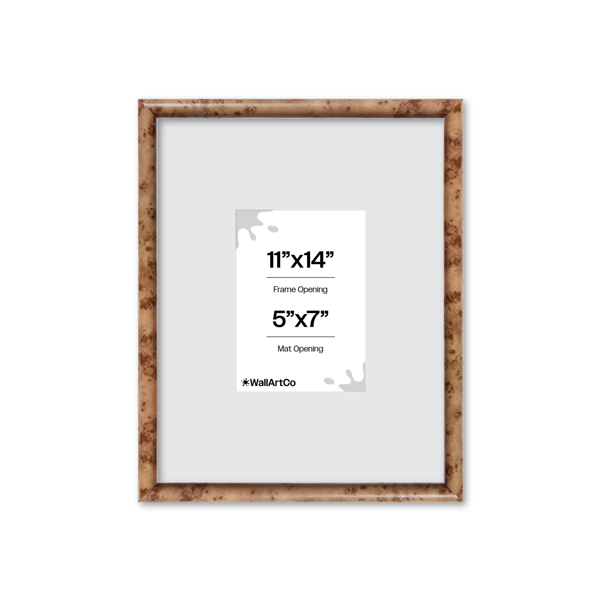 11" x 14" Caramel Burlwood Milano Wall Frame