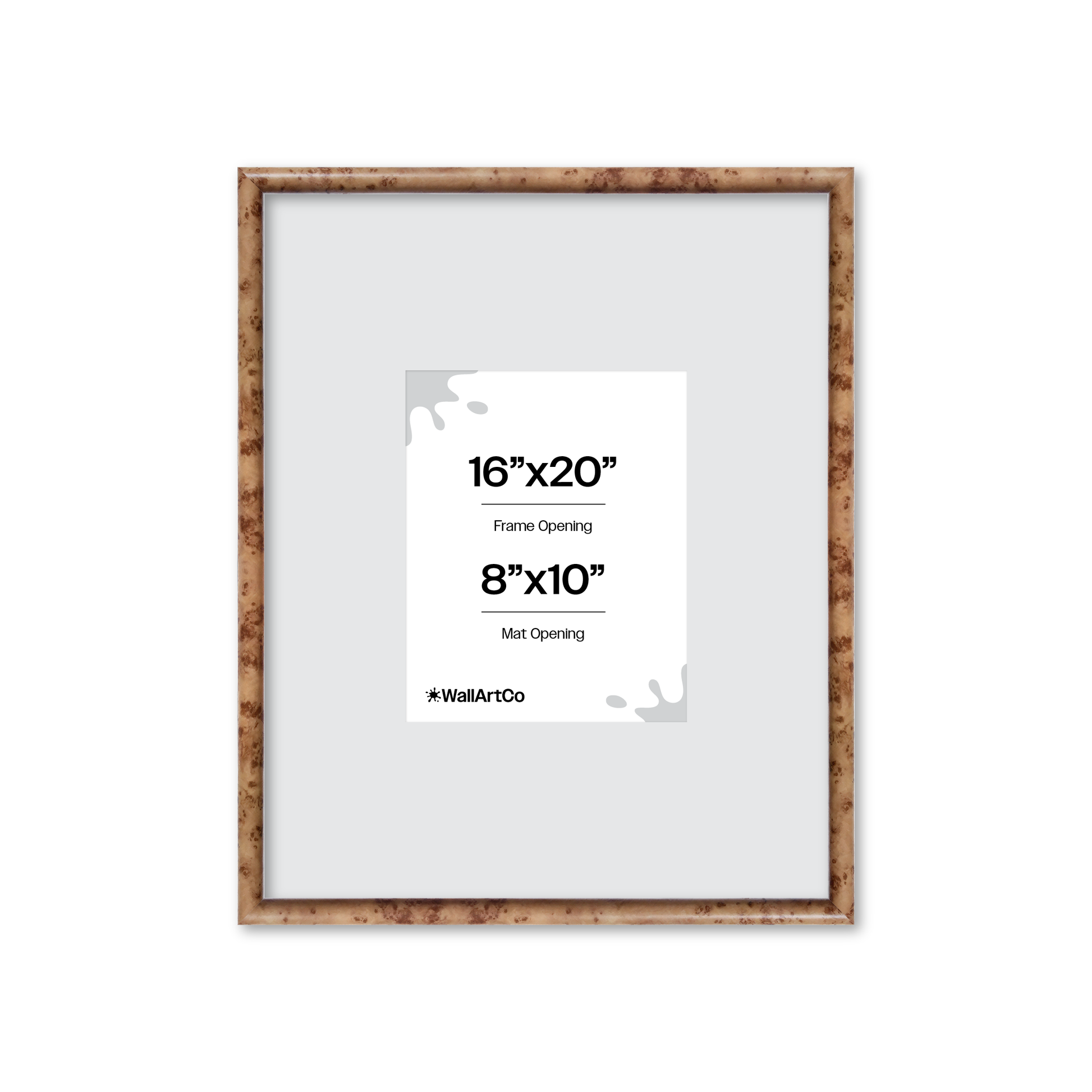 16" x 20" Caramel Burlwood Milano Wall Frame