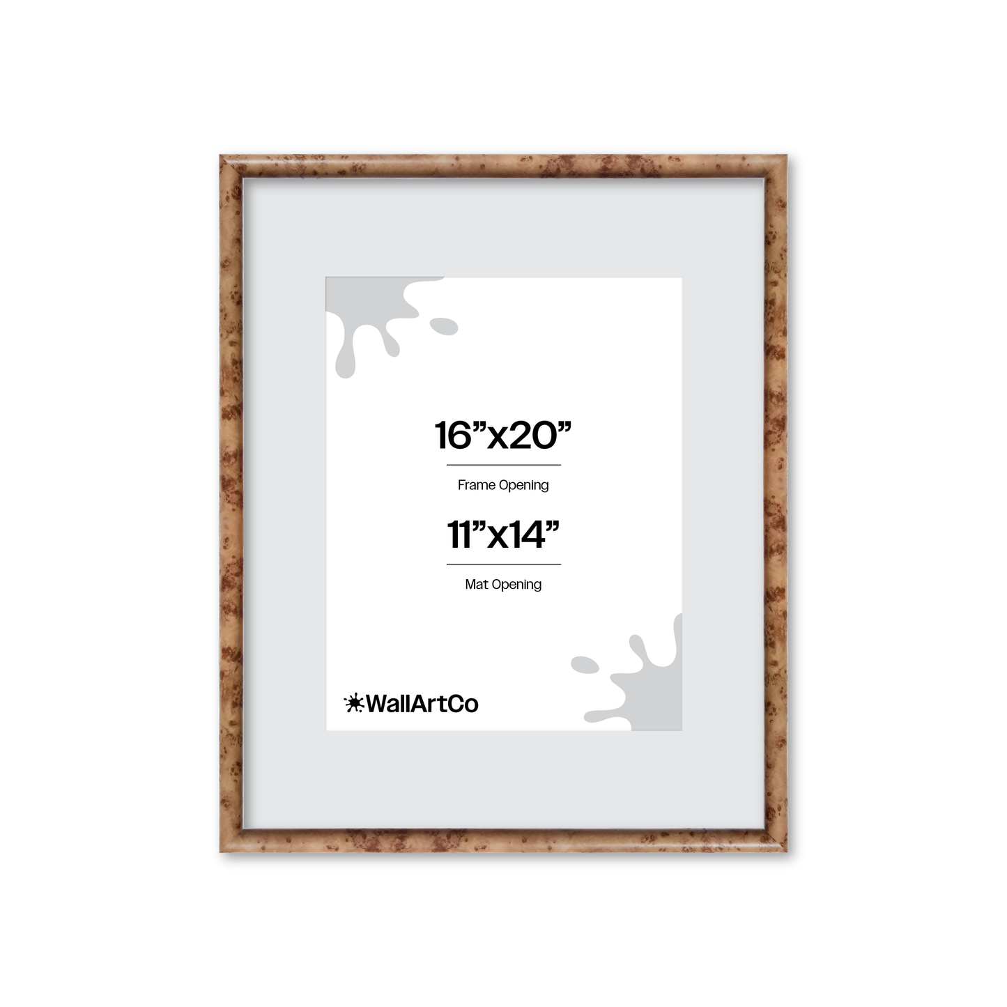 16" x 20" Caramel Burlwood Milano Wall Frame