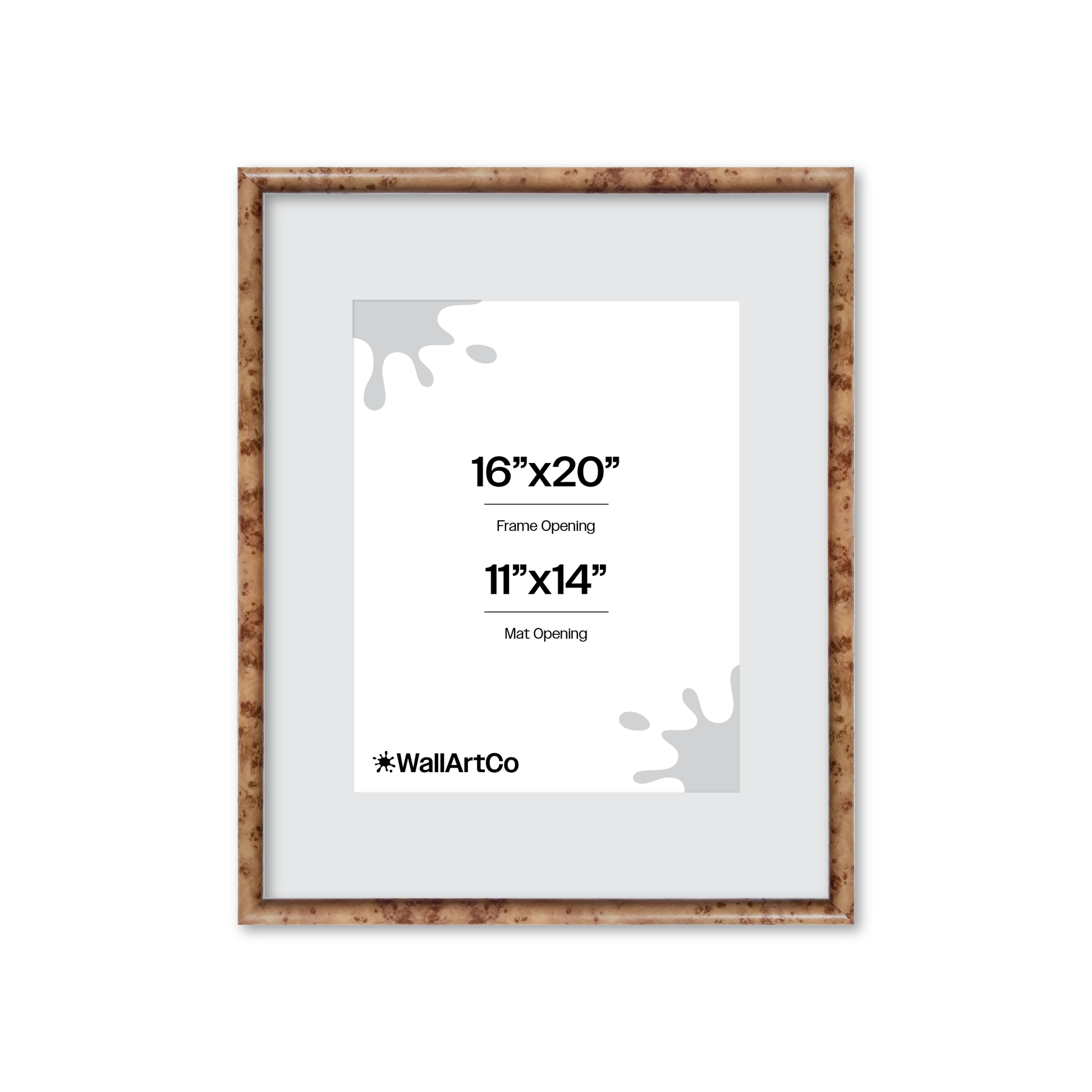16" x 20" Caramel Burlwood Milano Wall Frame