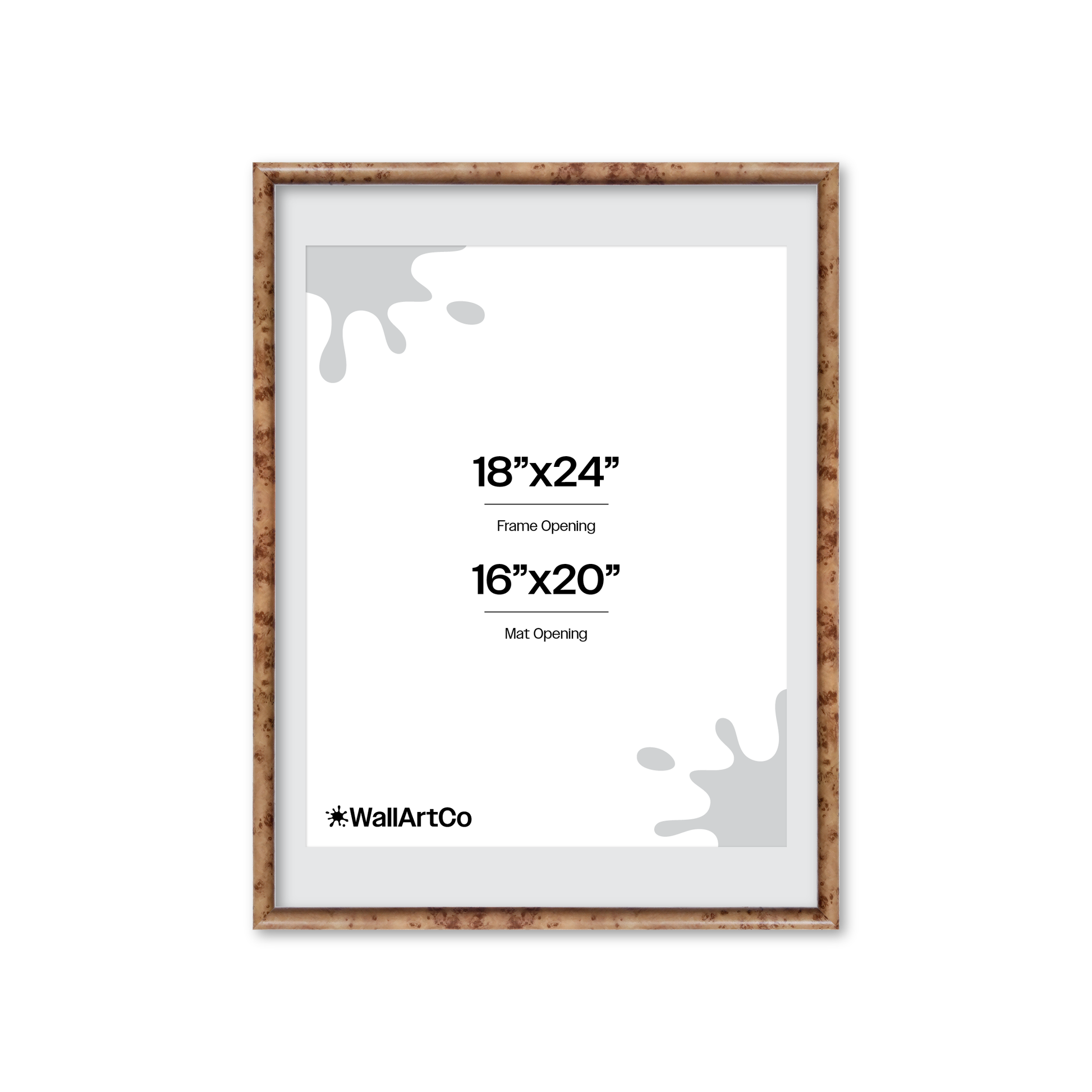 18" x 24" Caramel Burlwood Milano Wall Frame