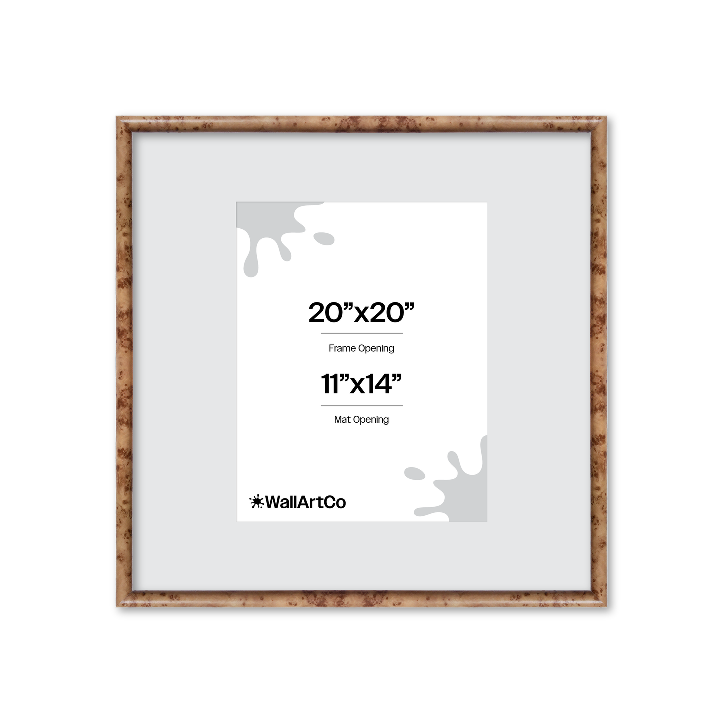 20" x 20" Caramel Burlwood Milano Wall Frame