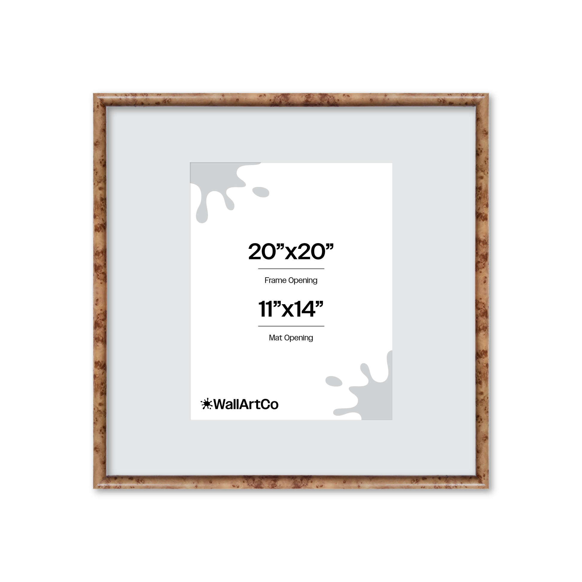 20" x 20" Caramel Burlwood Milano Wall Frame