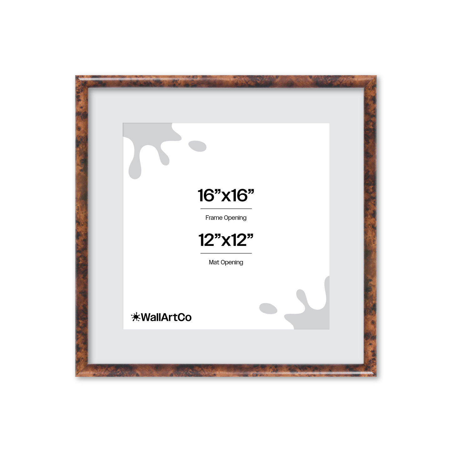 16" x 16" Amber Burlwood Milano Wall Frame