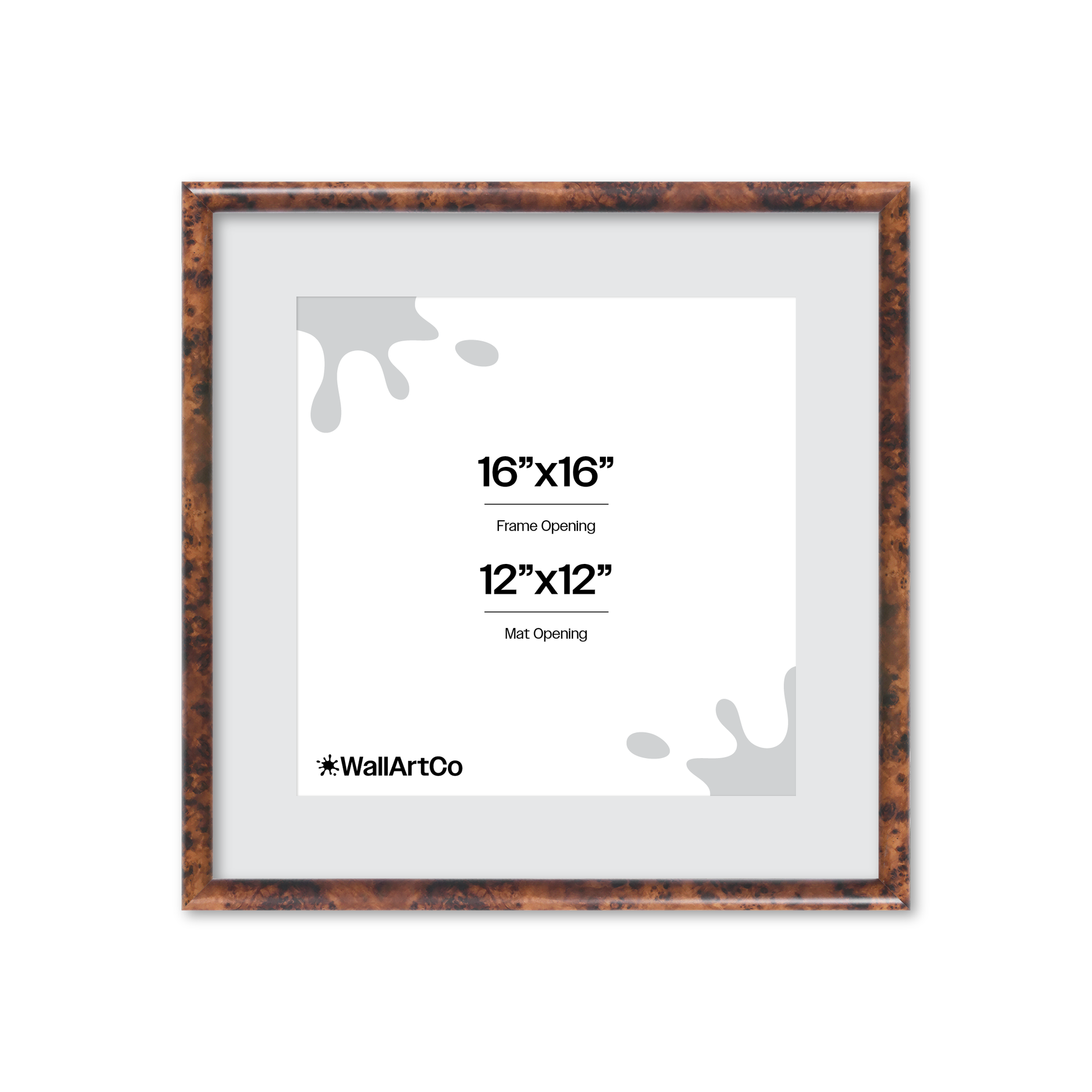 16" x 16" Amber Burlwood Milano Wall Frame