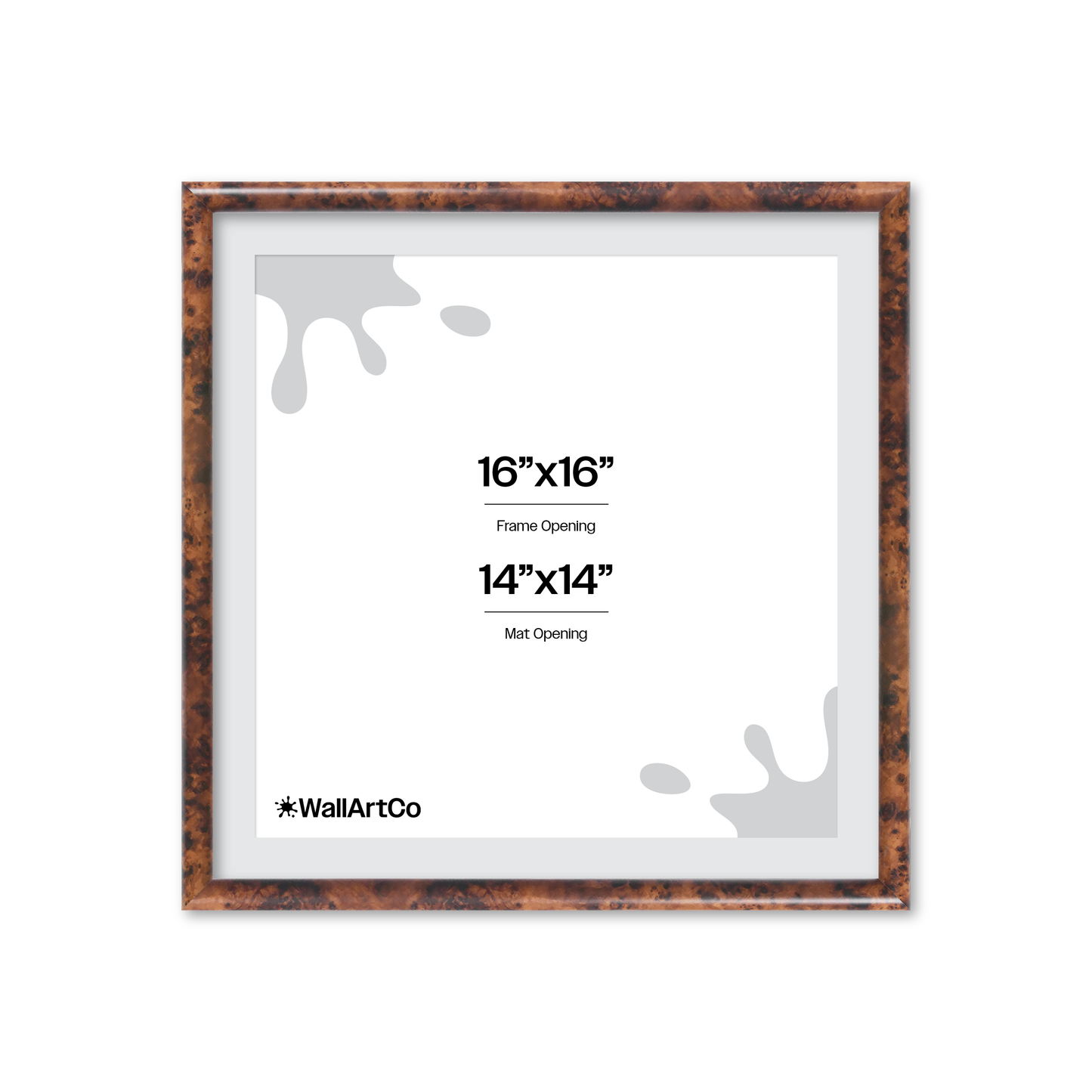 16" x 16" Amber Burlwood Milano Wall Frame