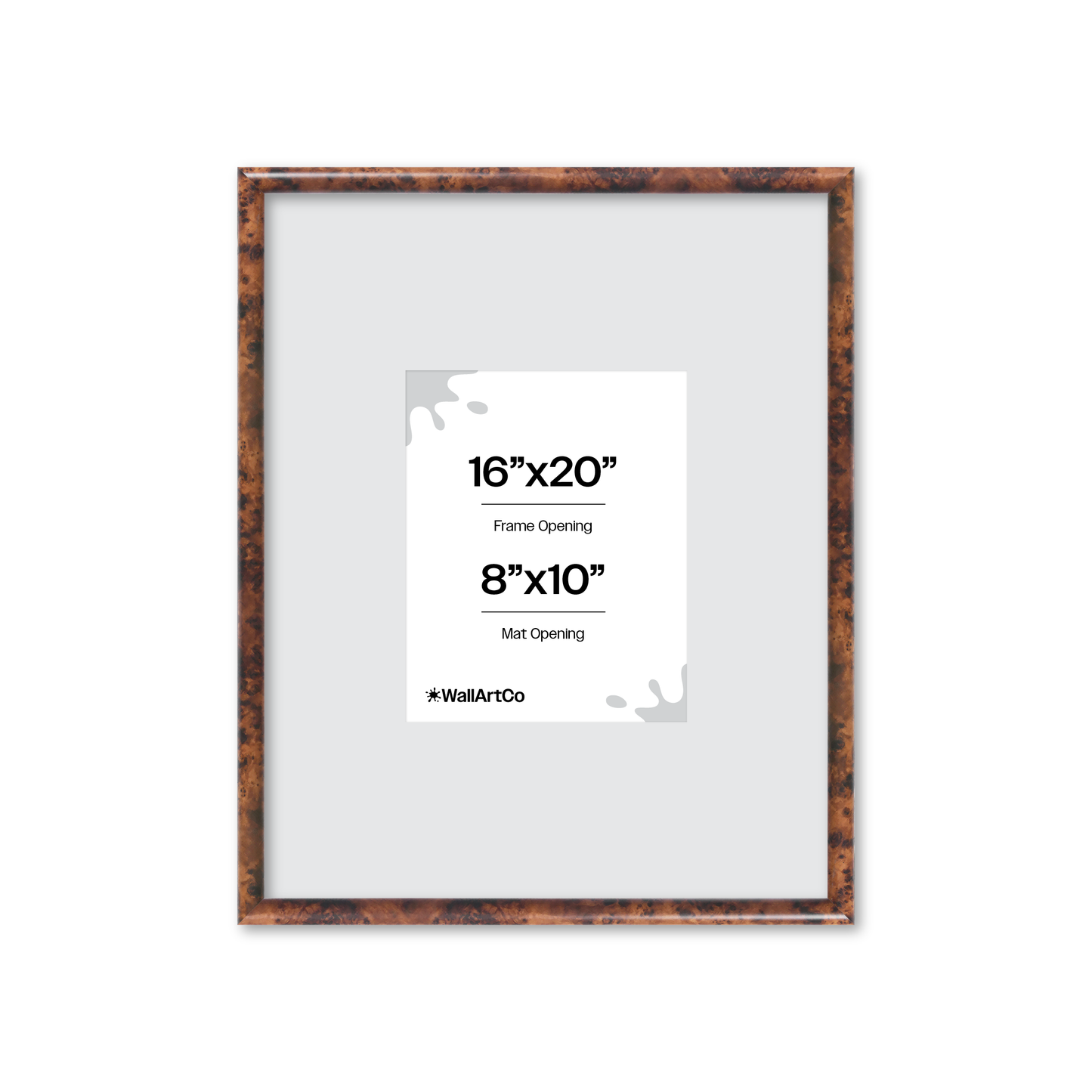 16" x 20" Amber Burlwood Milano Wall Frame