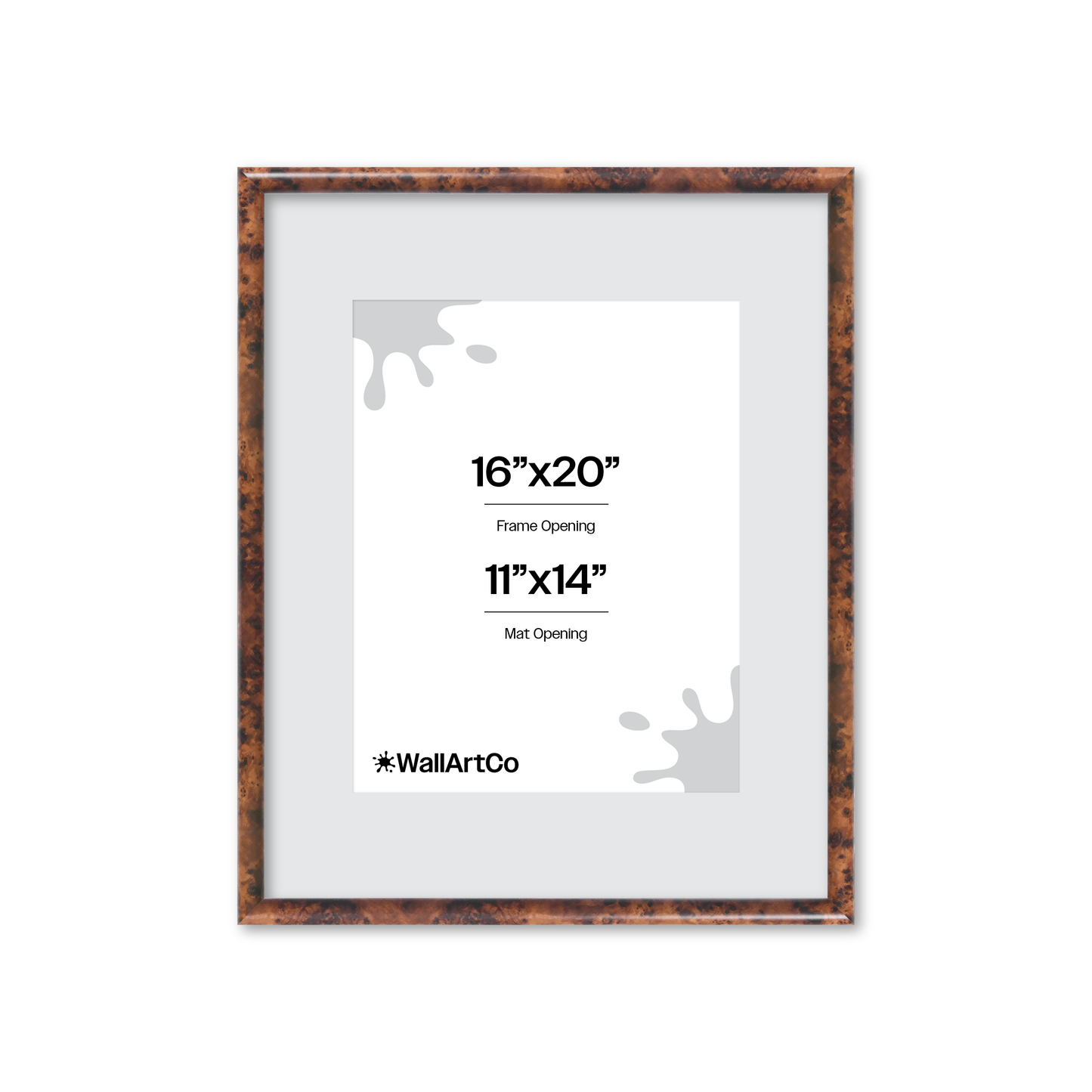 16" x 20" Amber Burlwood Milano Wall Frame