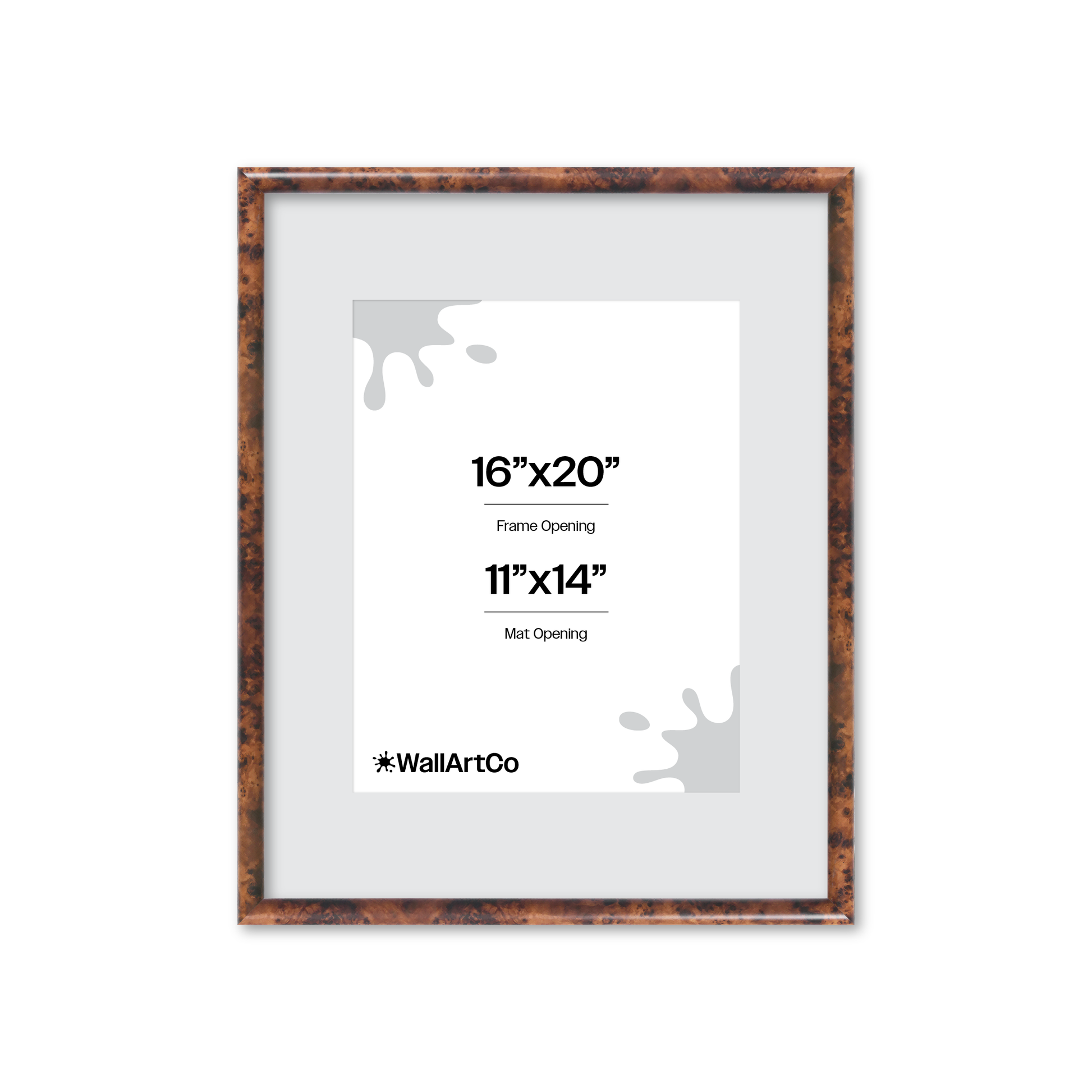 16" x 20" Amber Burlwood Milano Wall Frame