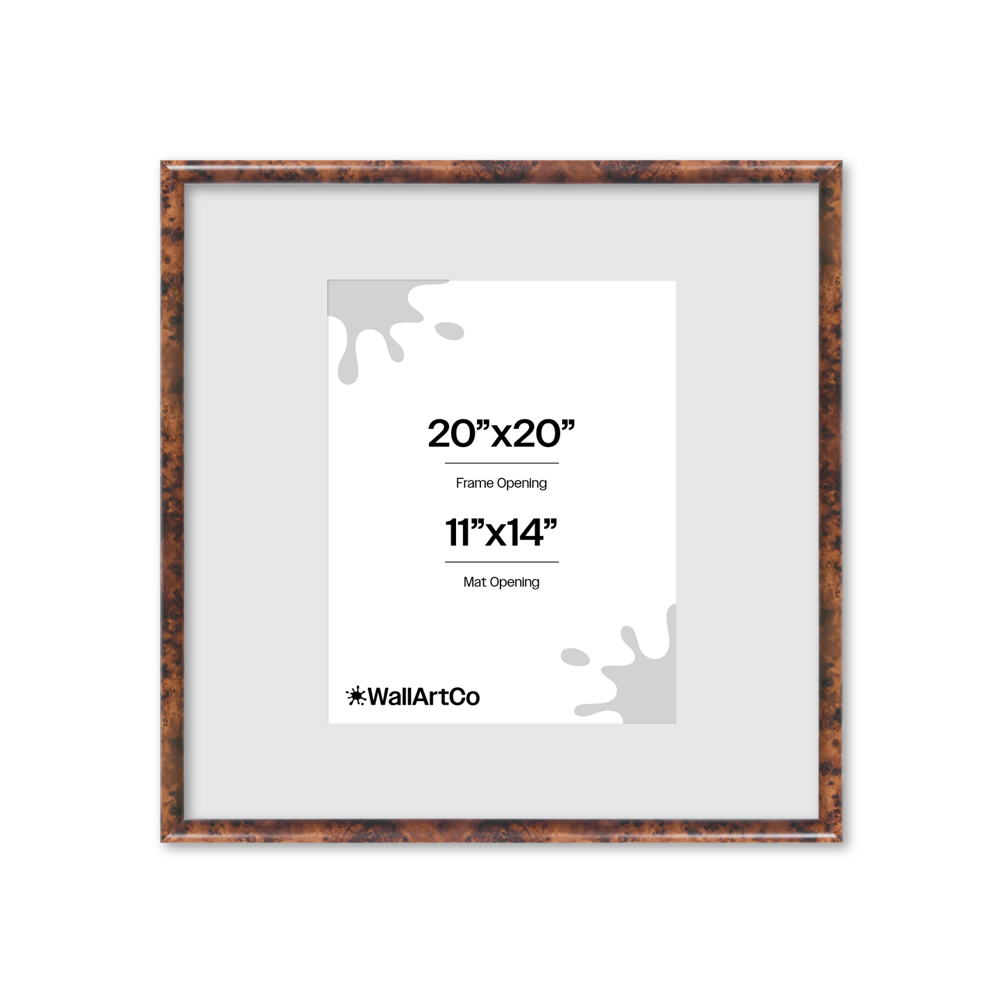 20" x 20" Amber Burlwood Milano Wall Frame