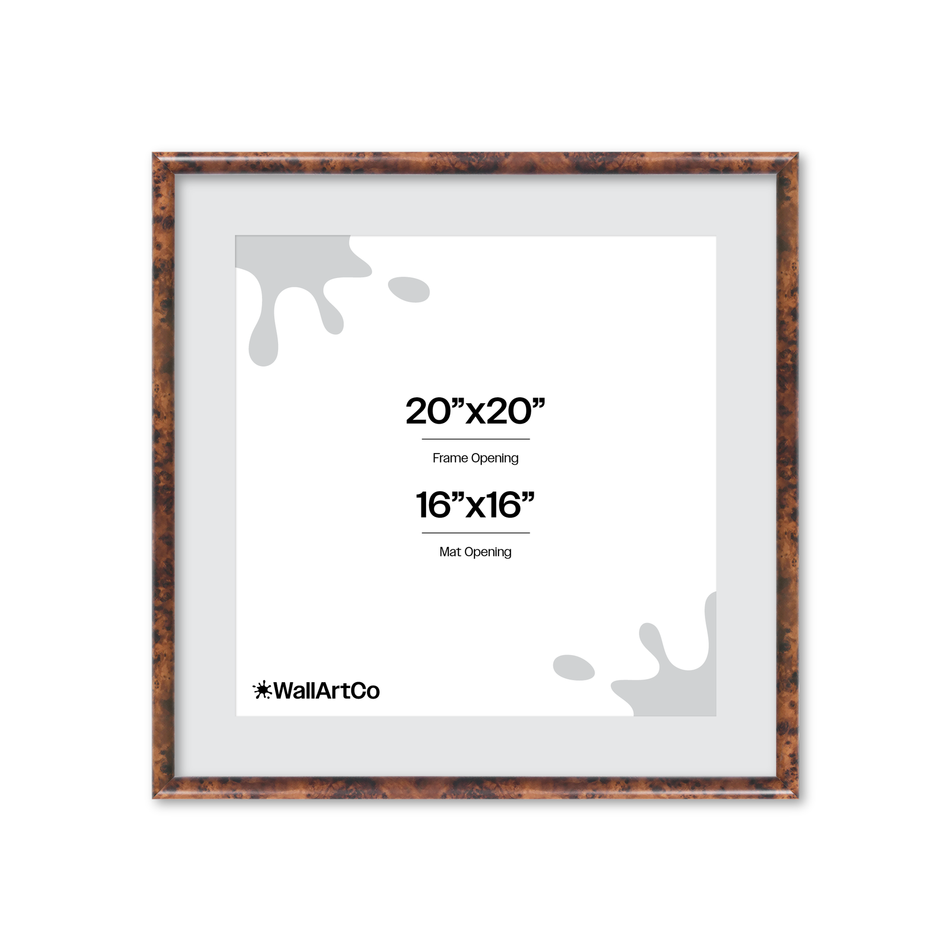 20" x 20" Amber Burlwood Milano Wall Frame