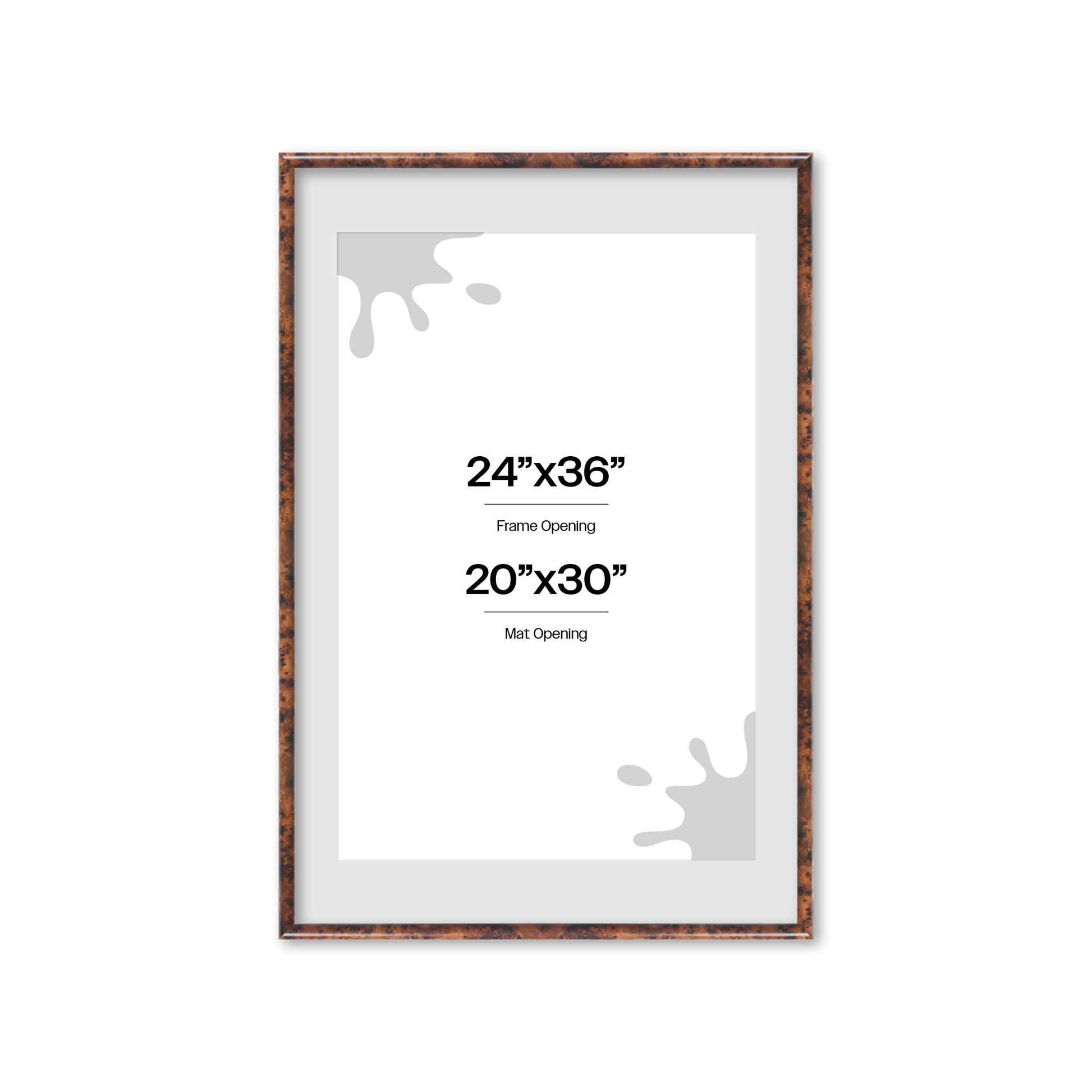 24" x 36" Amber Burlwood Milano Wall Frame